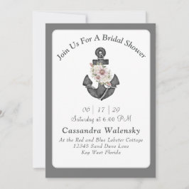 Blumenanker Weiß Silbergrau Schöne Hochzeit Einladung