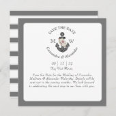 Blumenanker Weiß Silbergrau Schöne Hochzeit Save The Date (Vorne/Hinten)