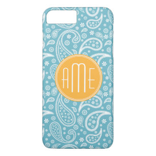 Blumenaqua-blaues Paisley-Muster u. gelbes Case-Mate iPhone Hülle