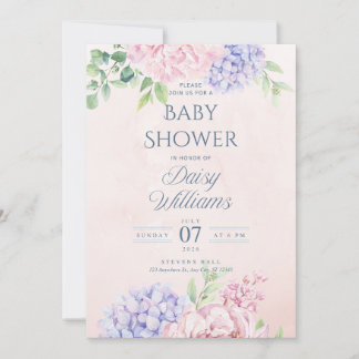 Blumenaquarell-Baby-Shower-Einladung Einladung