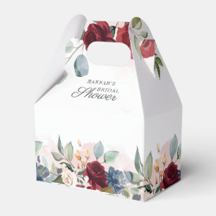 Blumenaquarell Burgunderrosé Brautdusche Geschenkschachtel