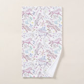 BlumenAquarell-Einhorn-Muster Badhandtuch Set (Handtuch)