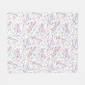 BlumenAquarell-Einhorn-Muster Fleecedecke (Vorderseite (Horizontal))