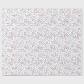 BlumenAquarell-Einhorn-Muster Geschenkpapier (Flach)