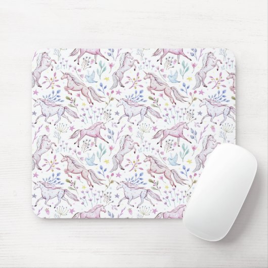 BlumenAquarell-Einhorn-Muster Mousepad (Mit Mouse)