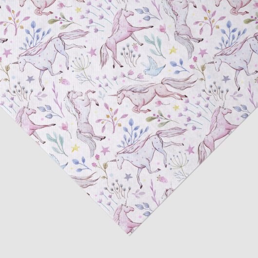 BlumenAquarell-Einhorn-Muster Seidenpapier (Ausschnitt)
