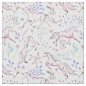 BlumenAquarell-Einhorn-Muster Stoff (Nahaufnahme)