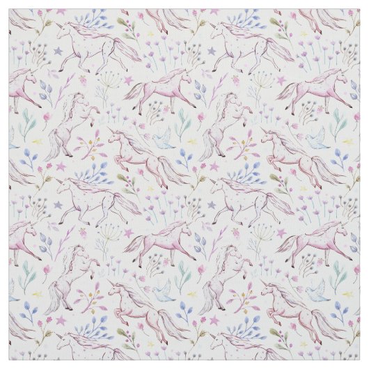 BlumenAquarell-Einhorn-Muster Stoff (Muster)