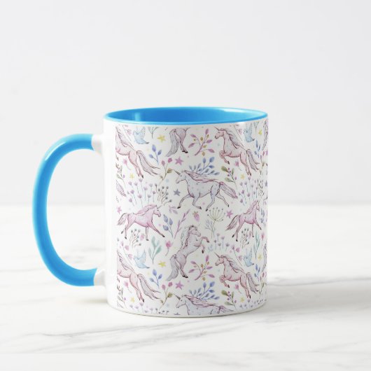 BlumenAquarell-Einhorn-Muster Tasse (Links)