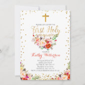 BlumenAquarell-erste heilige Kommunions-Einladung Einladung (Vorderseite)