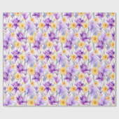 Blumenaquarell - Gelb und Lila - Affodien Geschenkpapier (Flach)