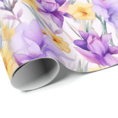 Blumenaquarell - Gelb und Lila - Affodien Geschenkpapier (Rolleneckpunkt)