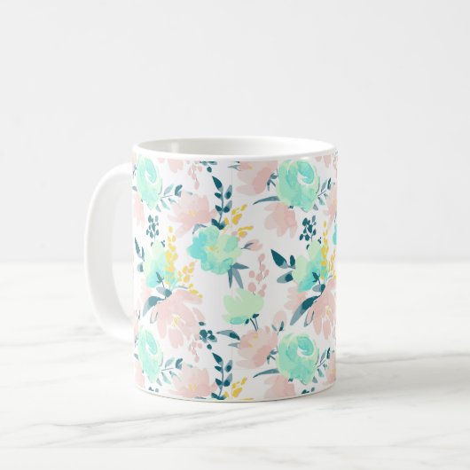 BlumenAquarell-Muster Kaffeetasse (Vorderseite Links)
