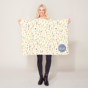 BlumenAquarell-Muster Peter-Kaninchen-  Fleecedecke