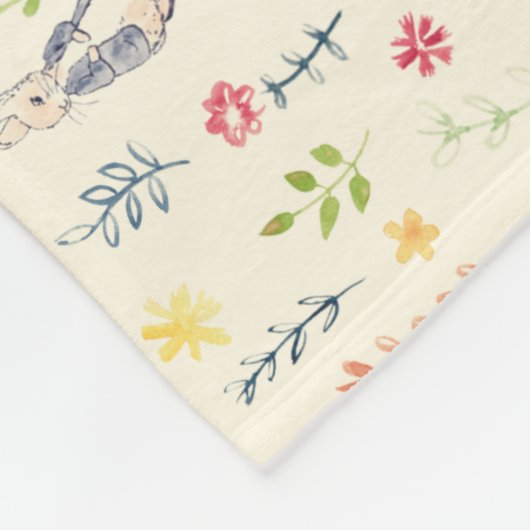 BlumenAquarell-Muster Peter-Kaninchen-| Fleecedecke (Ecke)