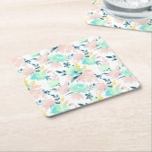 BlumenAquarell-Muster Rechteckiger Pappuntersetzer (angewinkelt)