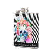 BlumenAquarell-Schädel mit Streifen Flachmann (Links)