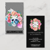 BlumenAquarell-Schädel mit Streifen Visitenkarte (Vorne/Hinten)