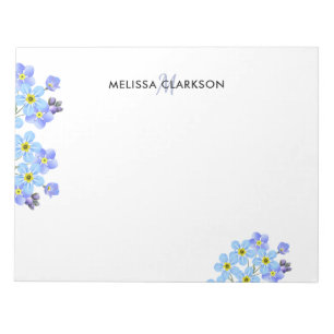 BlumenAquarell vergessen mich nicht Monogrammname Notizblock