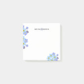BlumenAquarell vergessen mich nicht Monogrammname Post-it Klebezettel (Vorderseite)