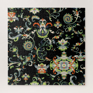 Blumenarabesken-Ornament: Nahtloses traditionelles Puzzle