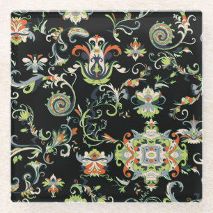 Blumenarabische Ornamente: Nahtlos traditionell Glasuntersetzer