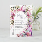 BlumenarmBaby in Blütenfarbe Kinderdusche Einladung (Stehend Vorderseite)