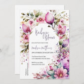 BlumenarmBaby in Blütenfarbe Kinderdusche Einladung (Vorne/Hinten)