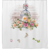 Blumenarrangements auf Vogelkäfig-Duschvorhang Duschvorhang (Vorderseite)