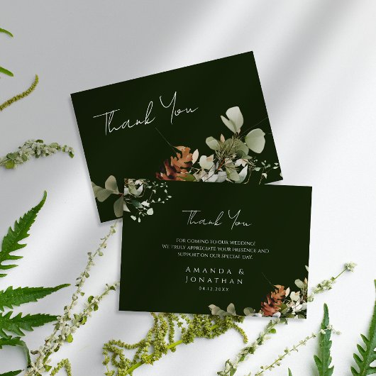 Blumenarrangements für Wasserfarben Grüne Hochzeit Dankeskarte