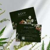 Blumenarrangements für Wasserfarben Grüne Hochzeit RSVP Karte