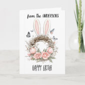 Blumenarrangements mit Kaninchenohren Feiertagskarte (Vorderseite)