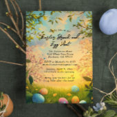 Blumenart und Osterbrunch und Eierjagd Einladung