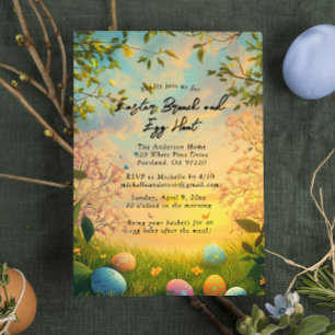 Blumenart und Osterbrunch und Eierjagd Einladung