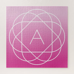 Blumenartiges geometrisches Monogramm Rosa schat Puzzle