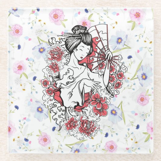 Blumenasier Glasuntersetzer (Vorderseite)