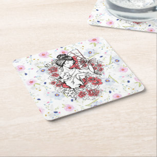 Blumenasier Rechteckiger Pappuntersetzer