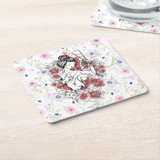 Blumenasier Rechteckiger Pappuntersetzer (angewinkelt)