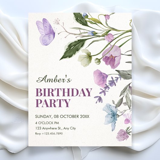 Blumenast Geburtstag Einladung