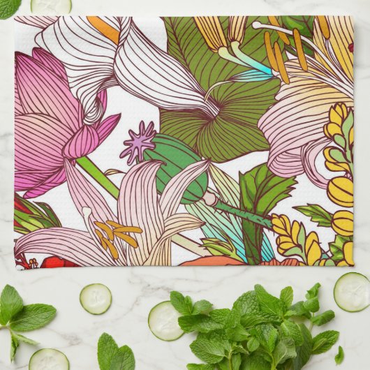 Blumenästhesie Geschirrtuch (Gefaltet)