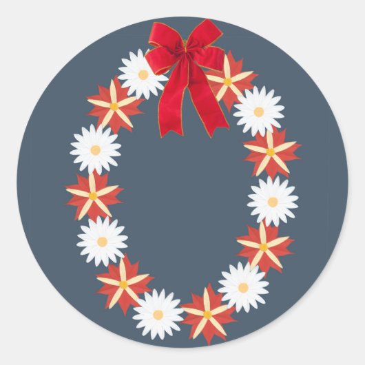 Blumenaufkleber - Blumenkranz Runder Aufkleber (Vorderseite)