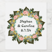 Blumenaufkleber für Wreath Wedding Weinetikett (Einzelnes Label)