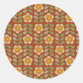 Blumenaufkleber in Erdfarben - Blumen & Kleben Runder Aufkleber