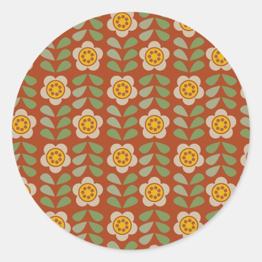 Blumenaufkleber in Erdfarben - Blumen & Kleben Runder Aufkleber (Vorderseite)