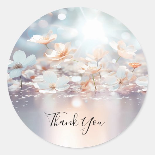 Blumenaufkleber mit weißem Pfirsich Runder Aufkleber (Vorderseite)