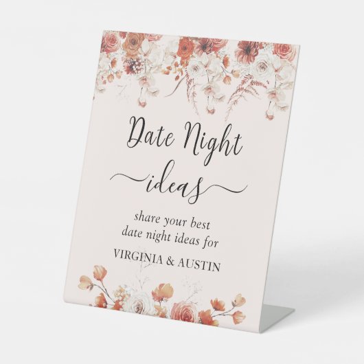Blumenausternis Brautparty Datum Nacht Unterschrei Sockelschild (Vorderseite)