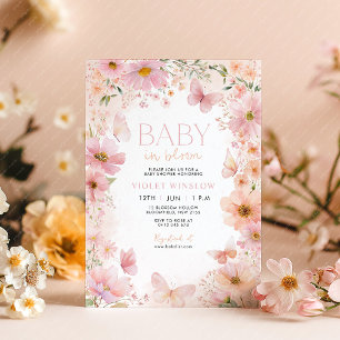 Blumenbaby-Baby in Bloink Pink Peach Einladung