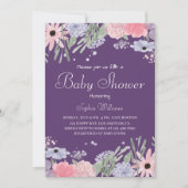 Blumenbaby-Dusche - Elegante Aquarellfarben-Blume Einladung (Vorderseite)