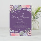 Blumenbaby-Dusche - Elegante Aquarellfarben-Blume Einladung (Stehend Vorderseite)