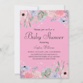 Blumenbaby-Dusche - Elegante Aquarellfarben-Blume Einladung (Vorderseite)